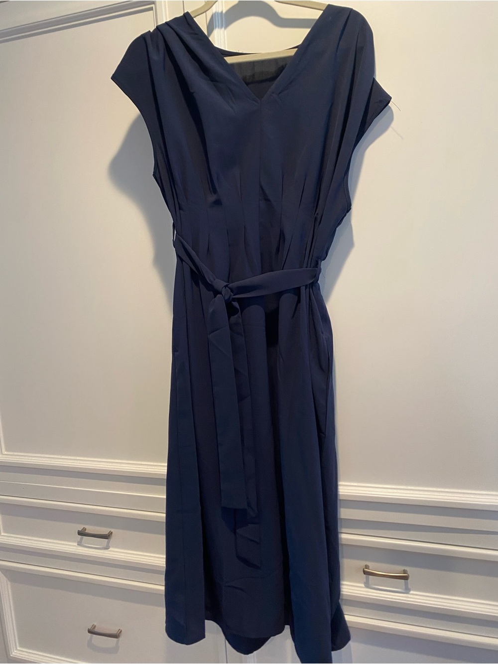 Boutique 9 Navy V-Neck Belted Midi Dress